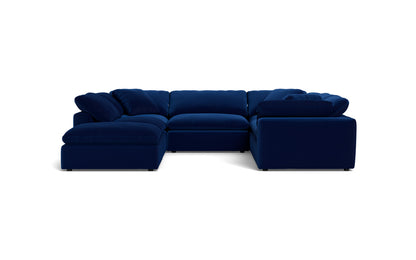 Fluffy 133.5" 6 Piece Sectional W/Ottoman - Superb Cobalt