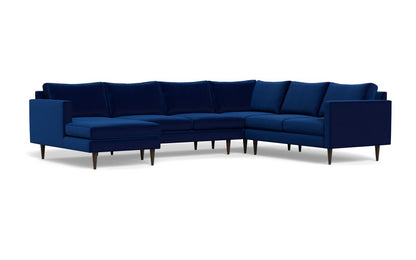 Wallace 130" Untufted Corner Sectionals w. Left Chaise - Superb Cobalt