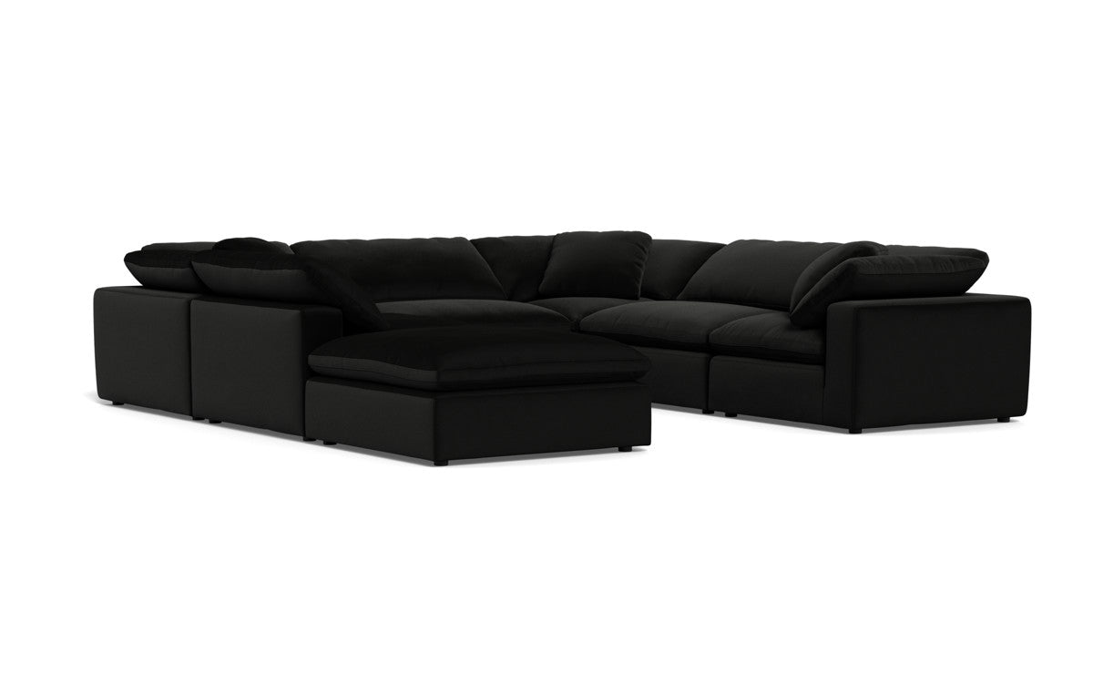 Fluffy 133.5" 6 Piece Sectional W/Ottoman - Superb Gunmetal
