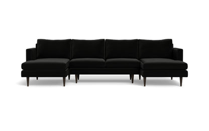 Wallace 126" Untufted Double Chaise U Sectional - Superb Gunmetal