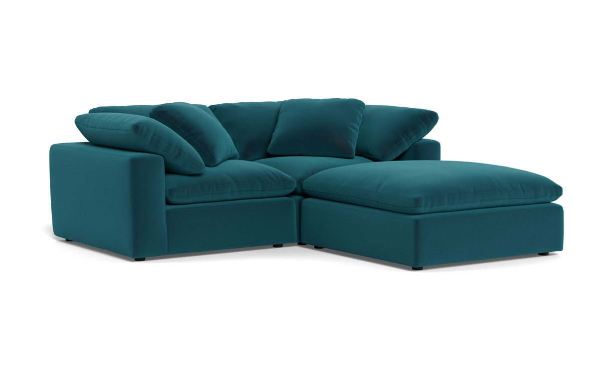 Fluffy 89" 2 Piece Sofa w/Otto - Superb Peacock