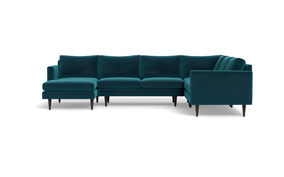 Wallace 130" Untufted Corner Sectionals w. Left Chaise - Superb Peacock