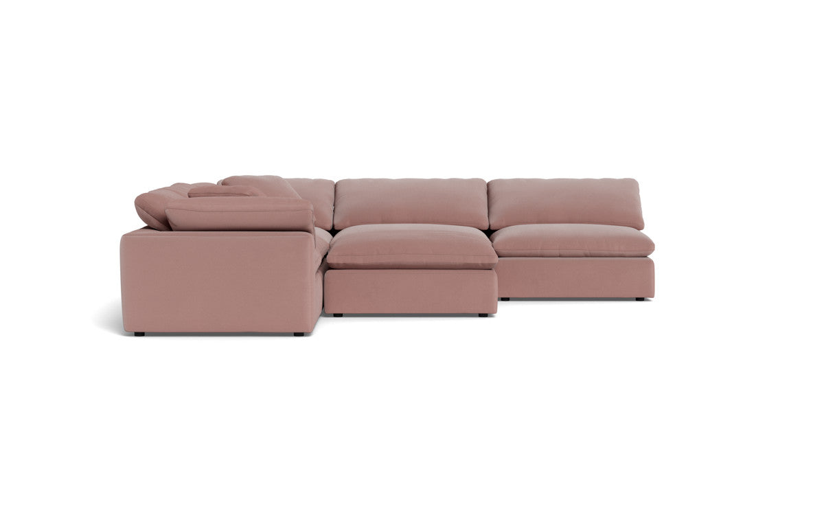 Fluffy 133.5" 5 Piece Sectional W/Ottoman - Superb Peony