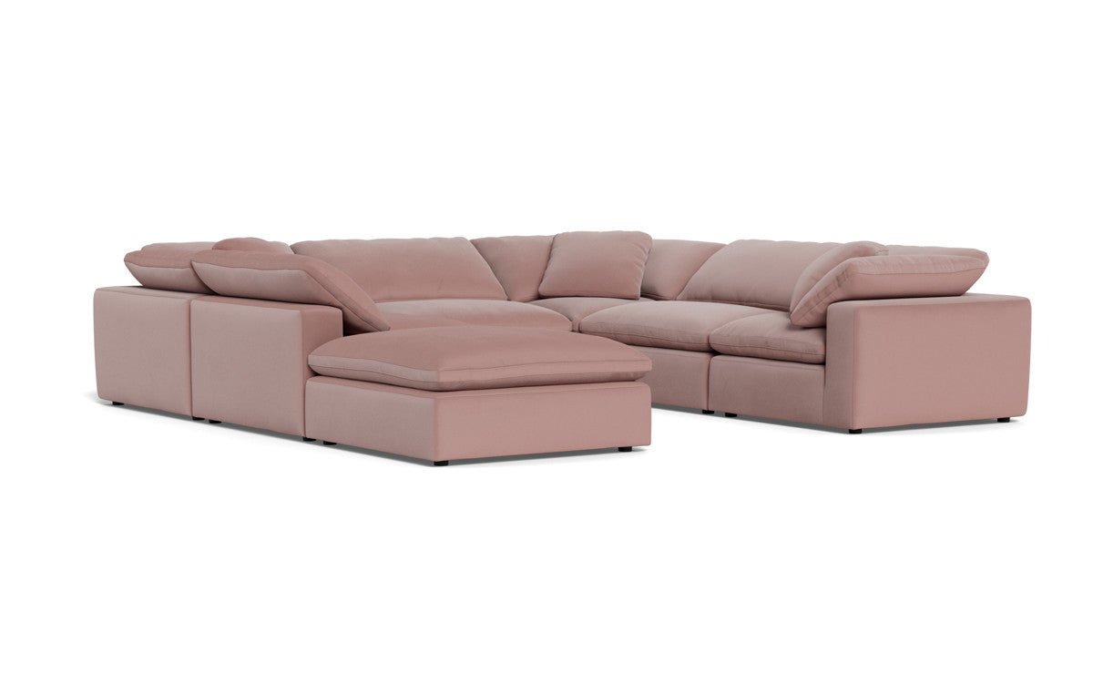 Fluffy 133.5" 6 Piece Sectional W/Ottoman - Superb Peony