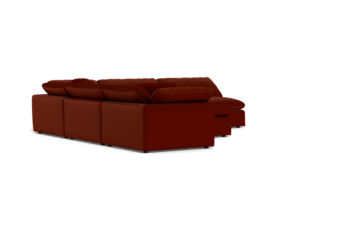 Fluffy 133.5" 5 Piece Sectional W/Ottoman - Superb Rust