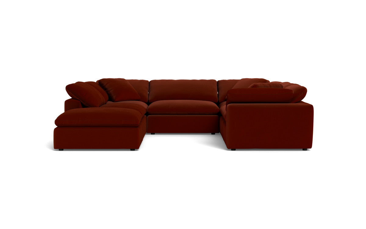 Fluffy 133.5" 6 Piece Sectional W/Ottoman - Superb Rust
