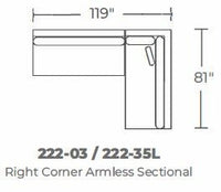 Bonnell 119" Right Corner Armless Sectional -