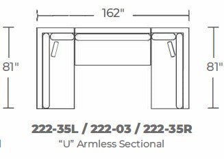 Bonnell 162" U Armless Sectional - Amigo II Dusk