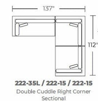 Bonnell 137" Double Cuddler Right Corner Sectional -
