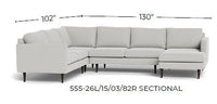 Wallace 130" Untufted Corner Sectionals w. Right Chaise -