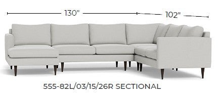 Wallace 130" Leather Untufted Corner Sectionals w. Left Chaise -