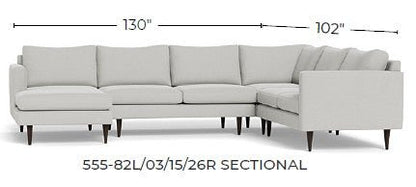 Wallace 130" Leather Untufted Corner Sectionals w. Left Chaise -