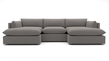 SoCo 132" Double Chaise with Armless Chair - Peyton Slate