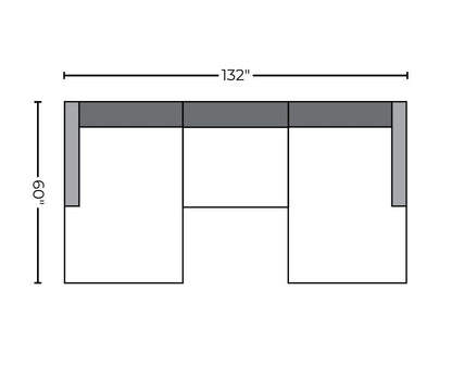 SoCo 132" Double Chaise with Armless Chair - Peyton Slate
