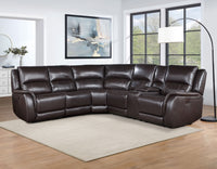 Adrian 6 Piece Chocolate Leather Power Sectional -