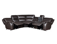 Adrian 6 Piece Chocolate Leather Power Sectional -
