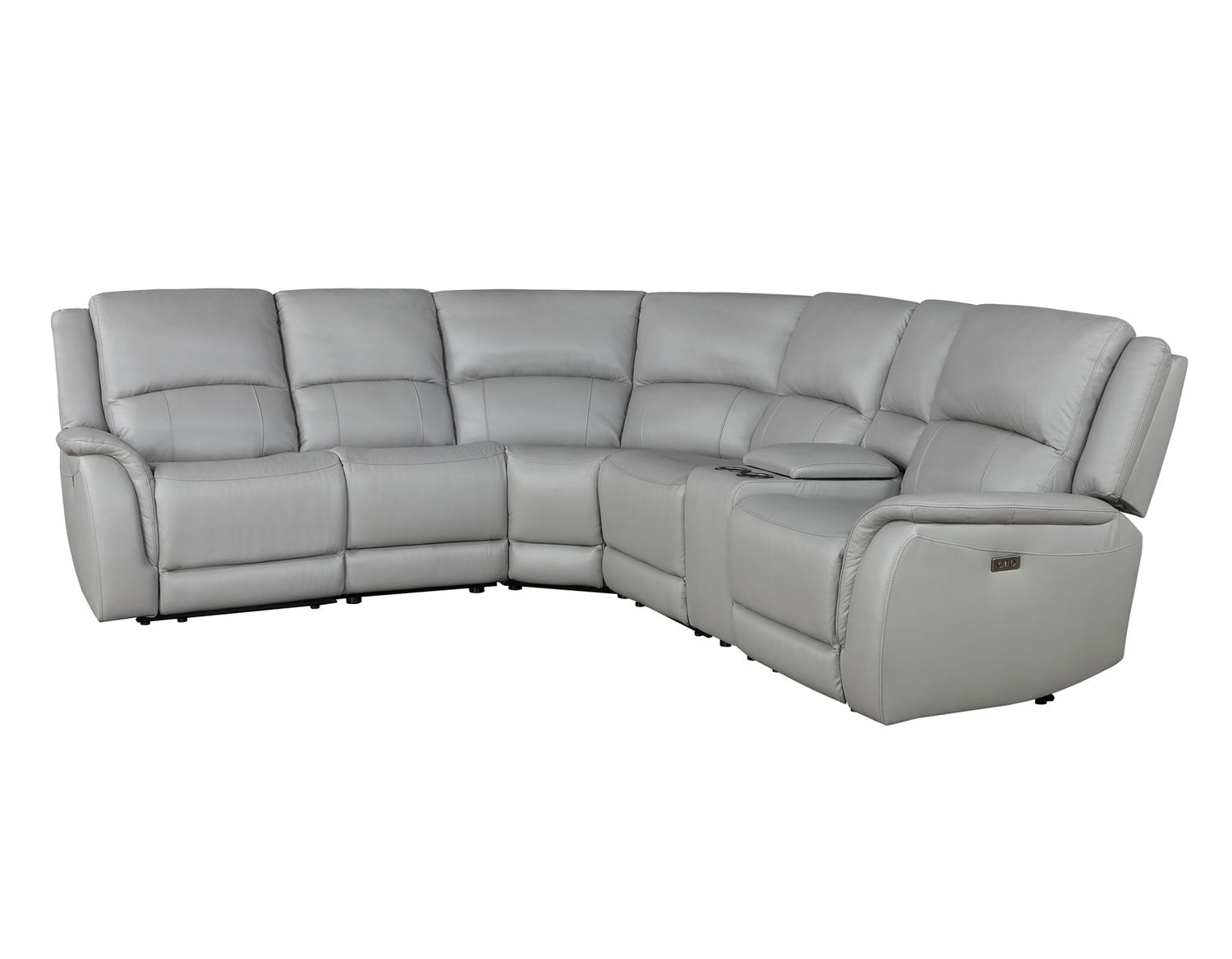 Adrian 6 Piece Stone Leather Power Sectional -