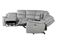 Adrian 6 Piece Stone Leather Power Sectional -