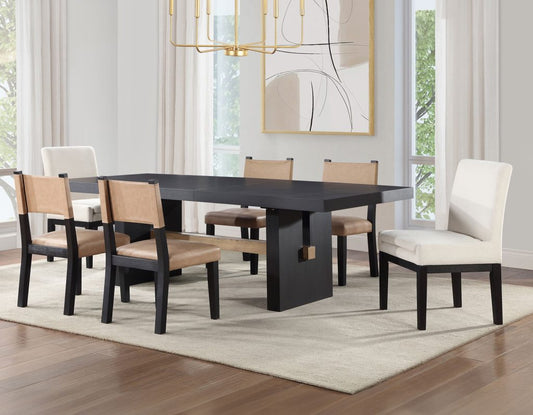 Audrey 78" Black Retangle Dining Table Set -