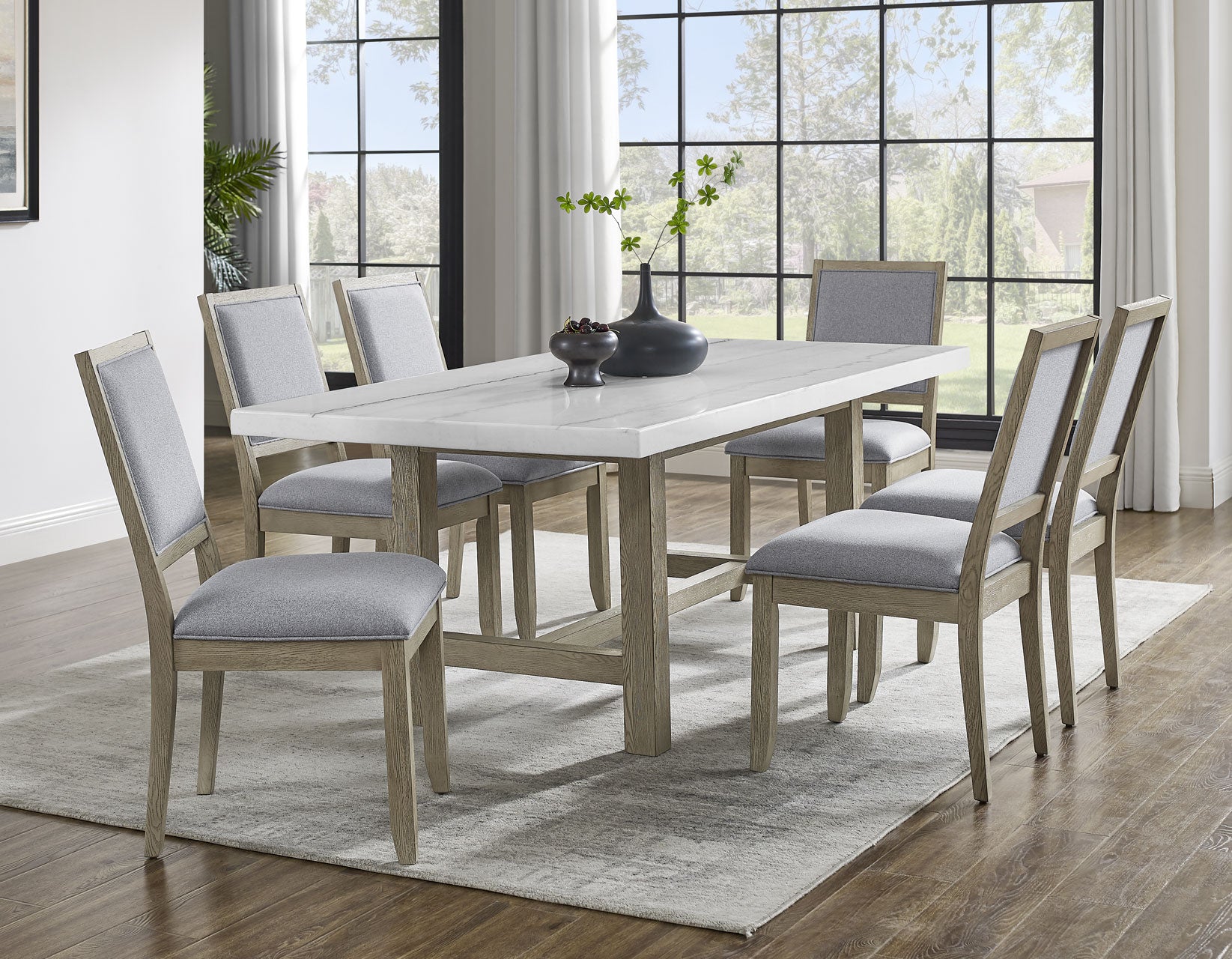 Carley Rectangle Marble Top Dining Table -