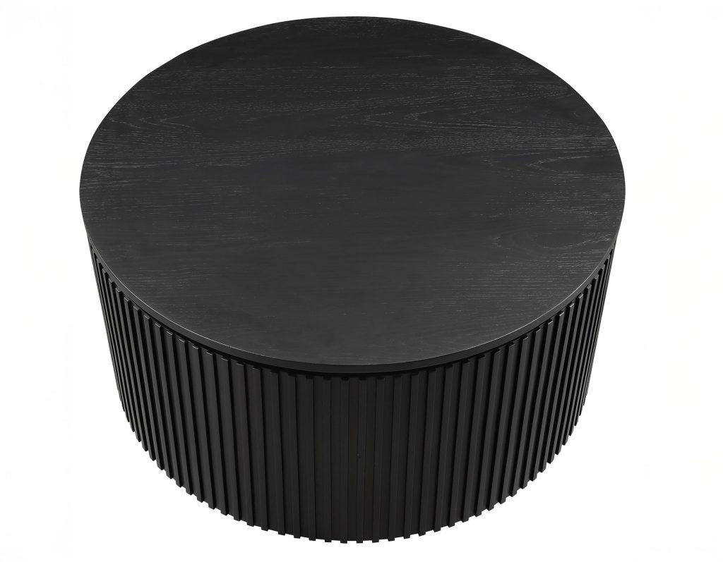 Calvin 36" Round White Black Coffee Table w/Casters -