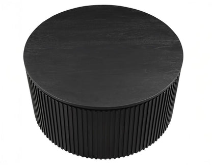 Calvin 36" Round White Black Coffee Table w/Casters -