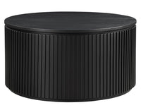 Calvin 36" Round White Black Coffee Table w/Casters -