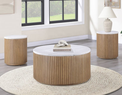 Calvin 18" Round Marble Top End Table -