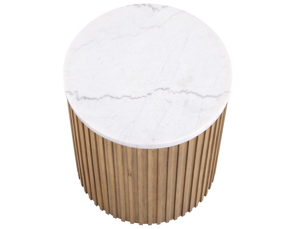 Calvin 18" Round Marble Top End Table -