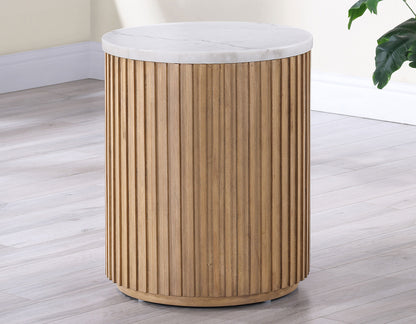 Calvin 18" Round Marble Top End Table -