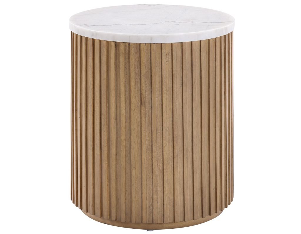 Calvin 18" Round Marble Top End Table -