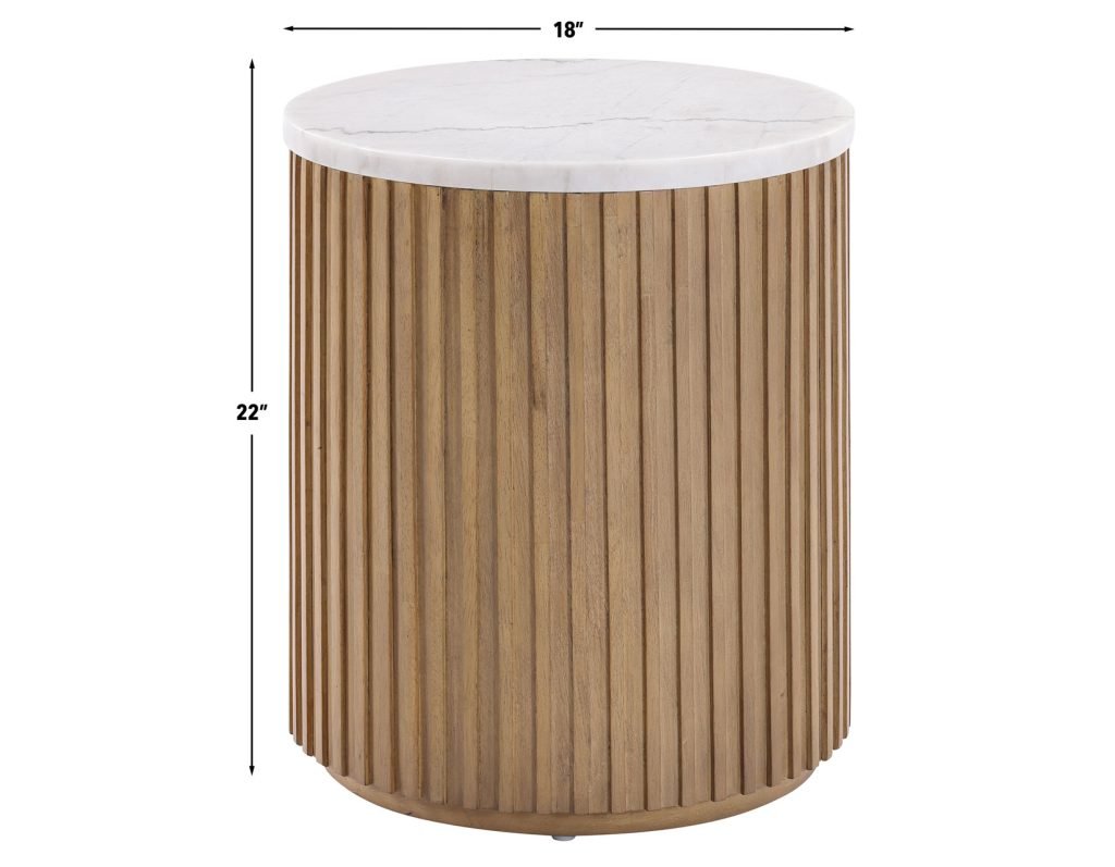 Calvin 18" Round Marble Top End Table -