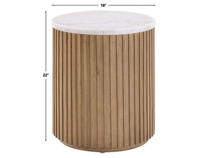 Calvin 18" Round Marble Top End Table -