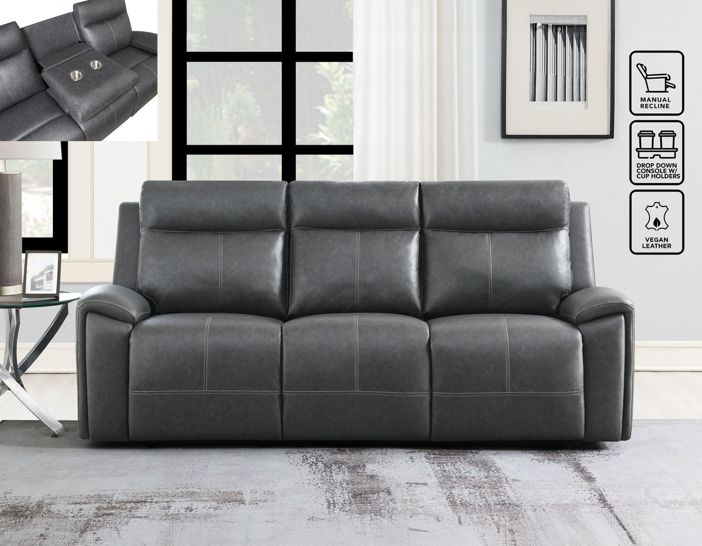 Gavin Reclining Sofa with Drop-Down Console -