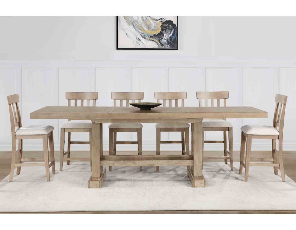 Nara 108" Rectangle Counter Height Table & 10 Counter Stools - Sand