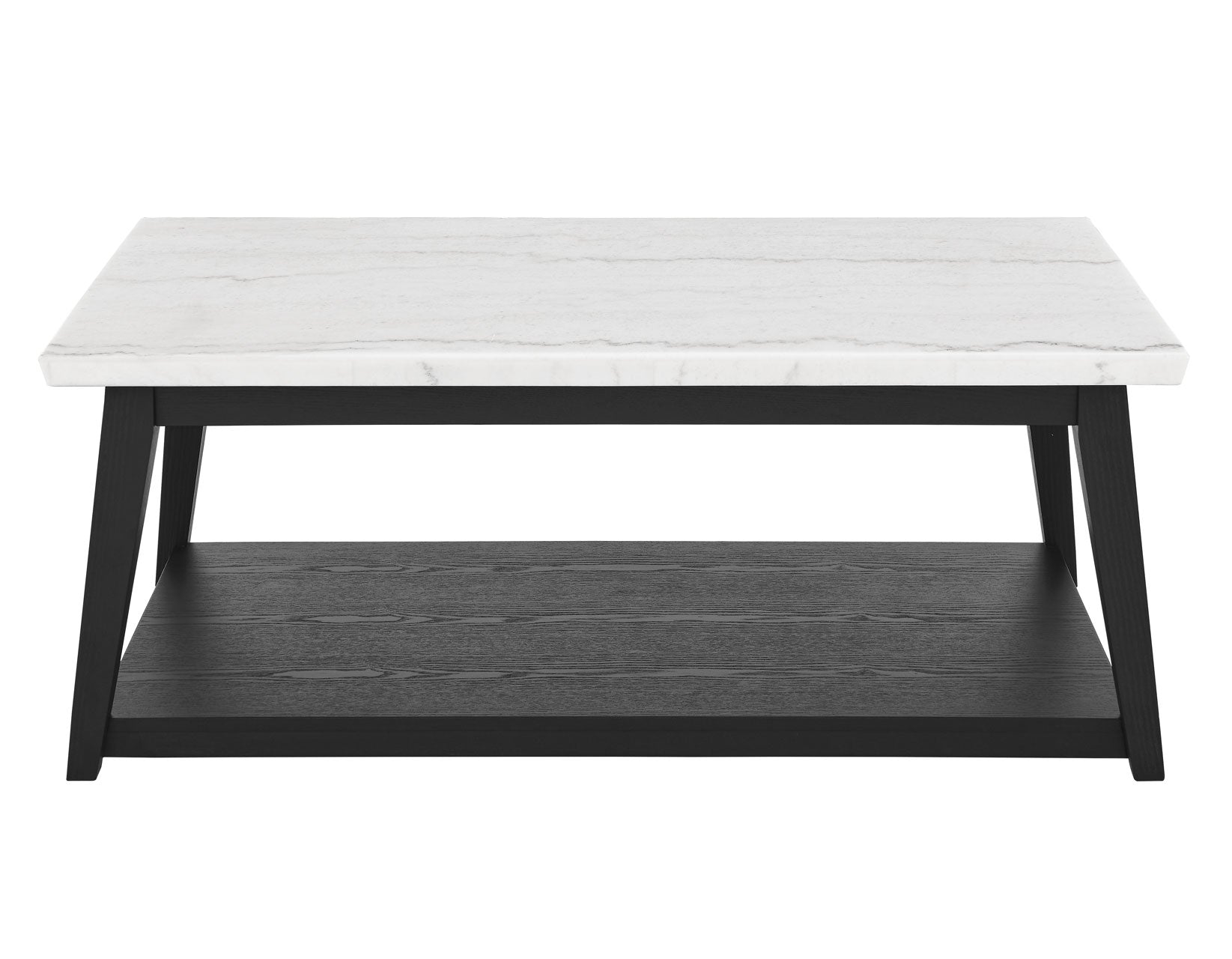 Vienna Black Base White Marble Top Coffee Table w/Casters -