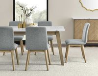 Vienna 72" Marble Top Blonde Dining Table Set -