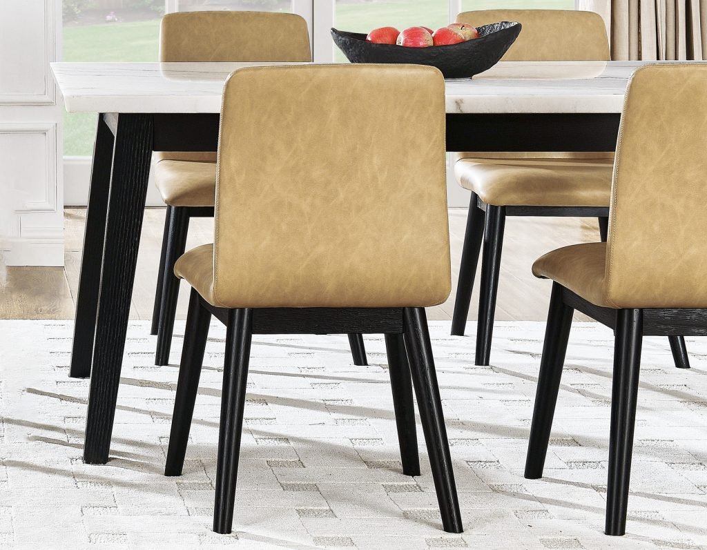 Vienna 72" Marble Top Black Dining Table Set -