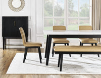 Vienna 72" Marble Top Black Dining Table Set -