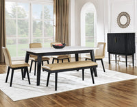 Vienna 72" Marble Top Black Dining Table Set -