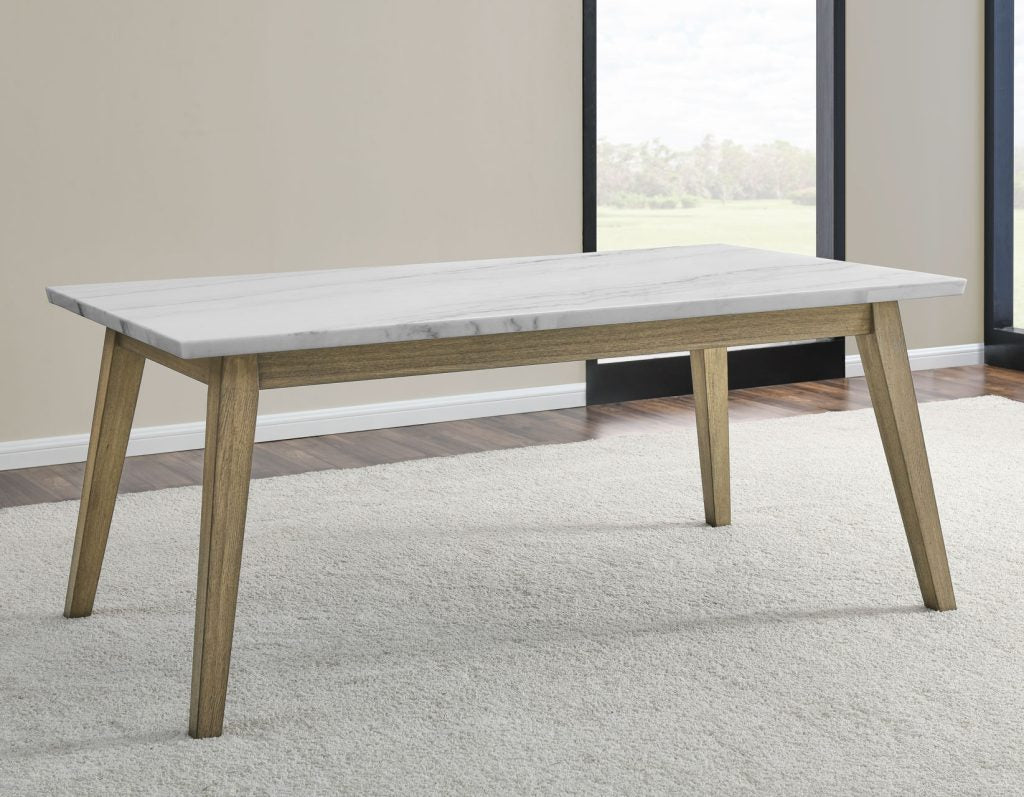 Vienna 72" Marble Top Blonde Dining Table -