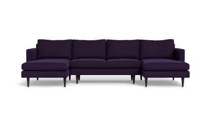Wallace 126" Untufted Double Chaise U Sectional - Superb Amethyst