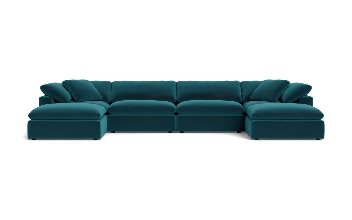 Fluffy 178" 4 Piece Sectional W/Double Otto - Superb Peacock