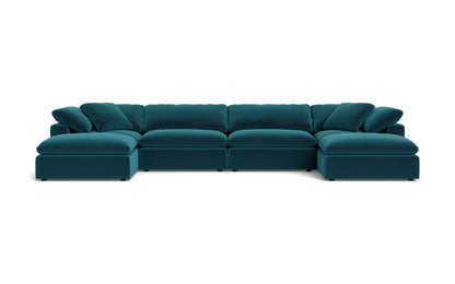Fluffy 178" 4 Piece Sectional W/Double Otto - Superb Peacock