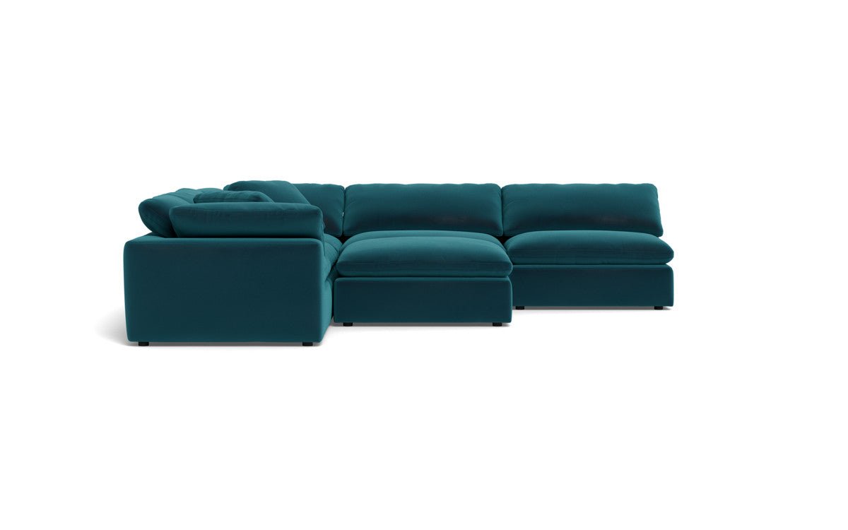 Fluffy 133.5" 5 Piece Sectional W/Ottoman - Superb Peacock