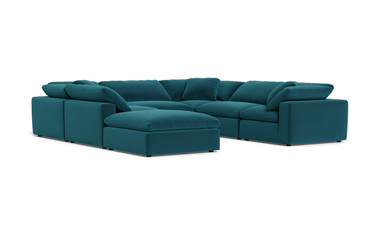 Fluffy 133.5" 6 Piece Sectional W/Ottoman - Superb Peacock