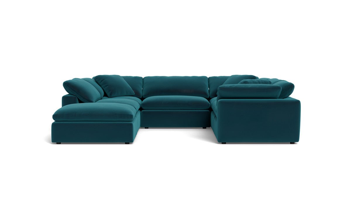 Fluffy 133.5" 6 Piece Sectional W/Ottoman - Superb Peacock
