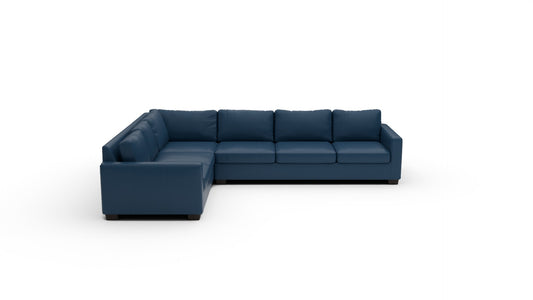 Track 121" Leather Left Corner Sectional With Raf Sleeper Sectional - Tribeca Cobalt
