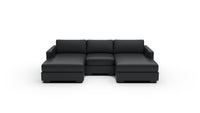 Track 103" Leather Double Chaise With Armless Chair - Tribeca Black