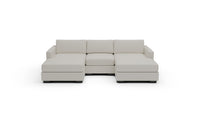 Track 103" Leather Double Chaise With Armless Chair - Tribeca Cream